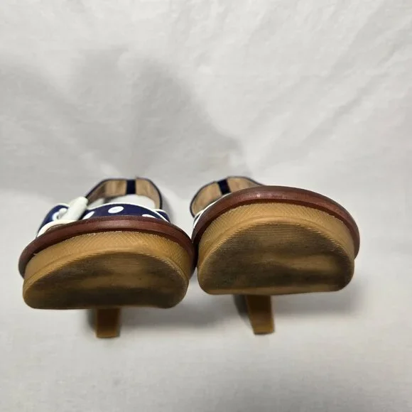 MICHAEL KORS Nautical Blue LEATHER Straps White Trim Slingback Heel Sandals 8.5M - Picture 12 of 16